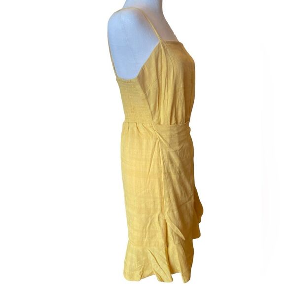 American Eagle Wrap Dress Yellow Ruffled Boho Womens Large - Picture 4 of 8